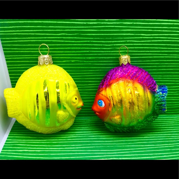 impuls Other - 2 Polish Glass Coral Reef Fishes Xmas Ornaments